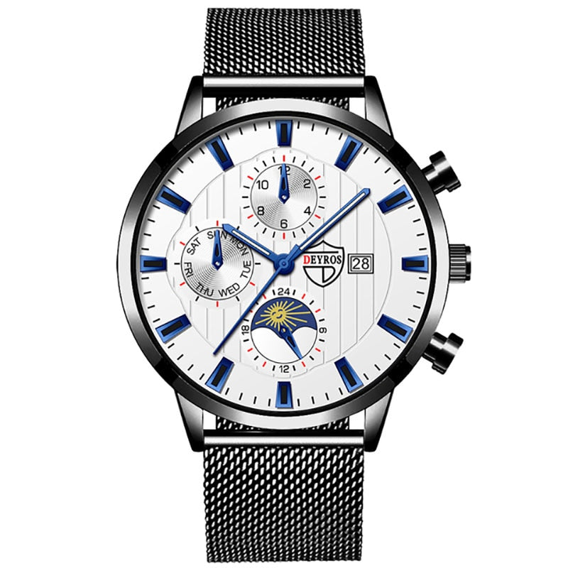 uhren herren Luxus Neue Herren Business Uhren Edelstahl Mesh Gürtel Quarz Armbanduhr Männer Sport Armband Casual Leucht Uhr Uhr